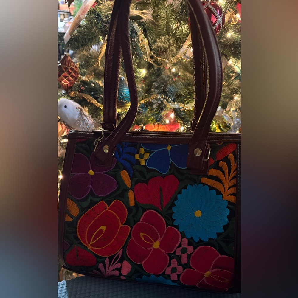 Mexican Artisanal Colorful Floral Embroidered Pursue